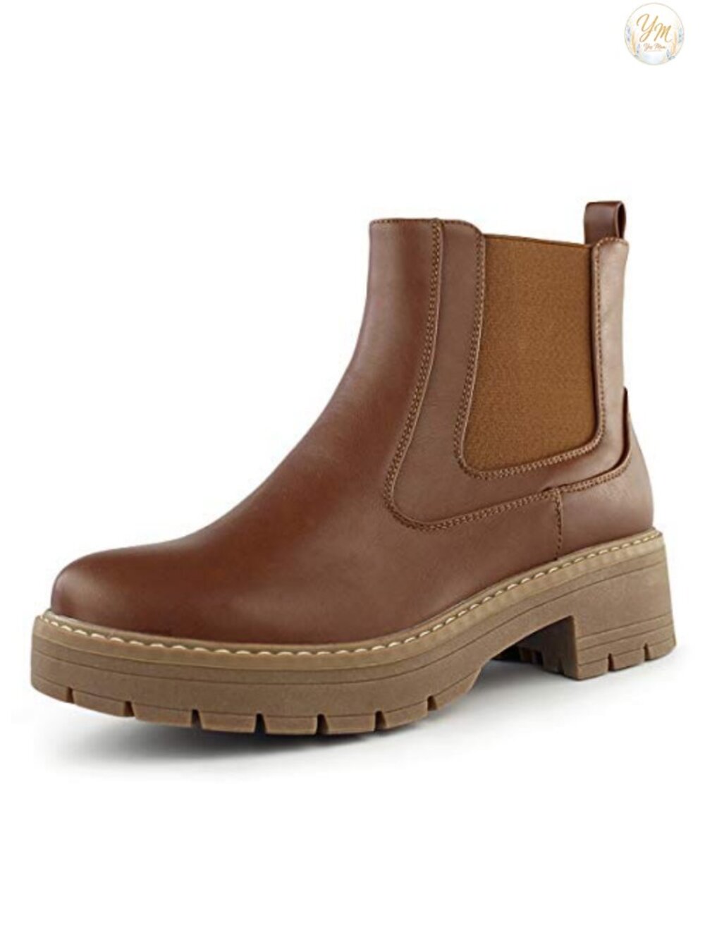 Chunky Heel Ankle Chelsea Boot PU Slip On Bootie